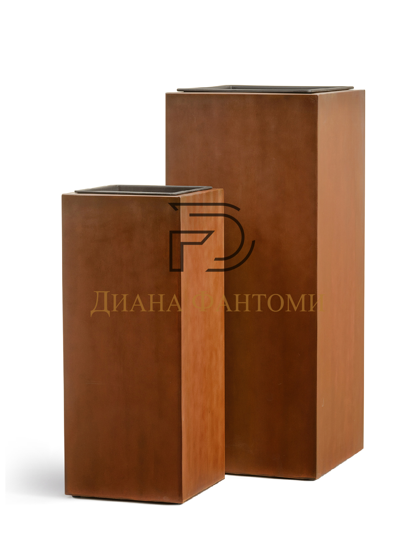 Кашпо - Corten Steel - Высокий куб