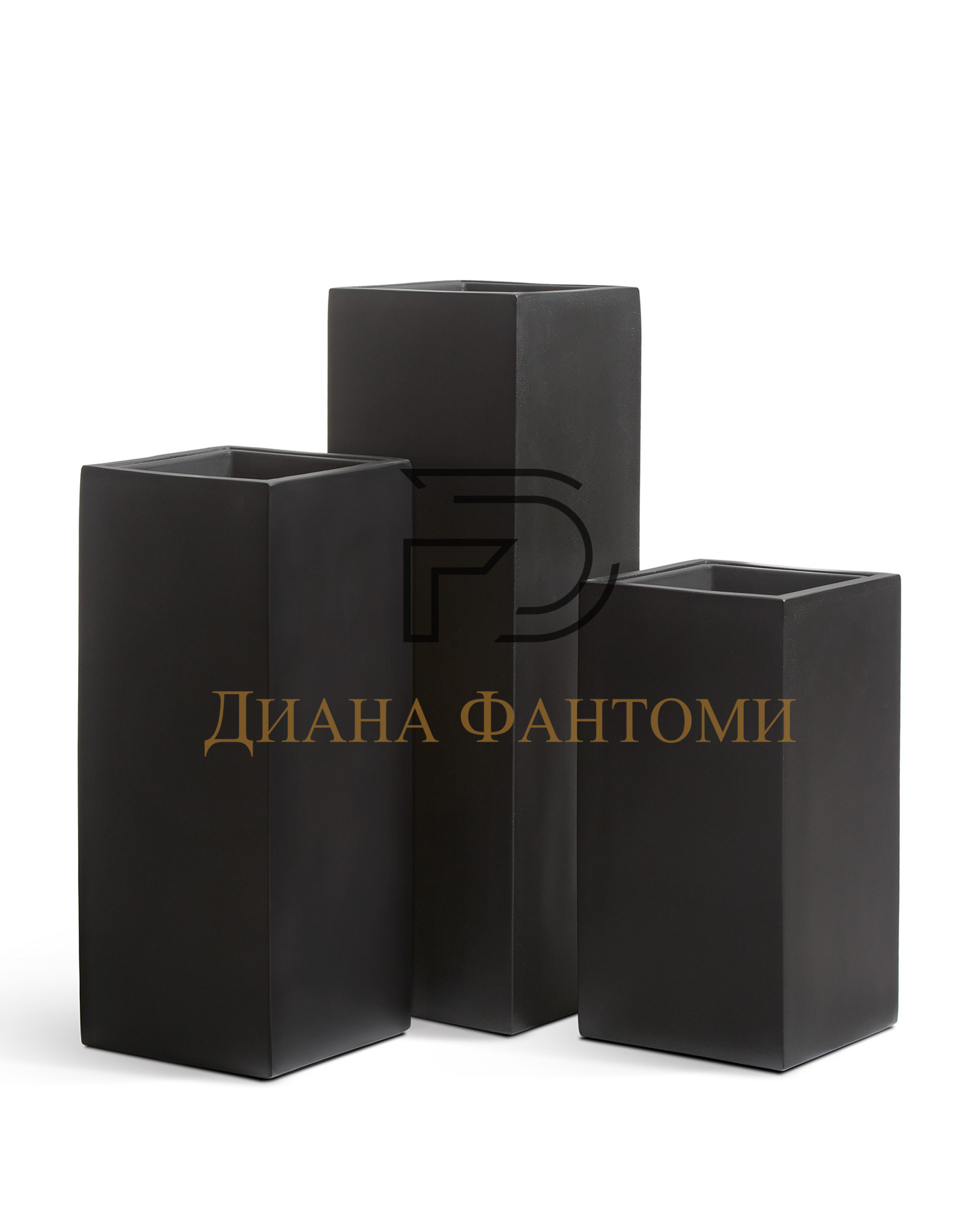 Кашпо - Black Stone - Высокий куб